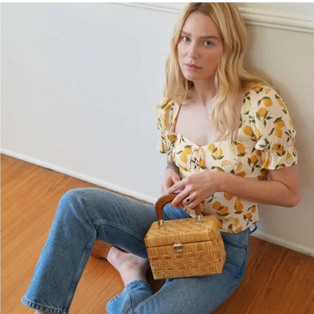 Reformation Cream and Orange Floral Top